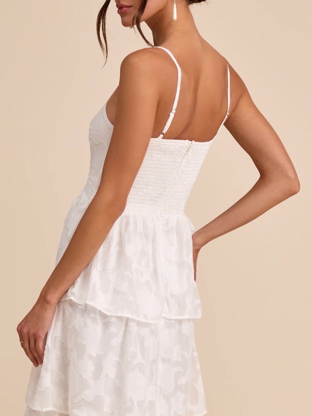 Lulus Grace and Beauty White Burnout Floral Print Tiered Dress - Picture 2 of 9